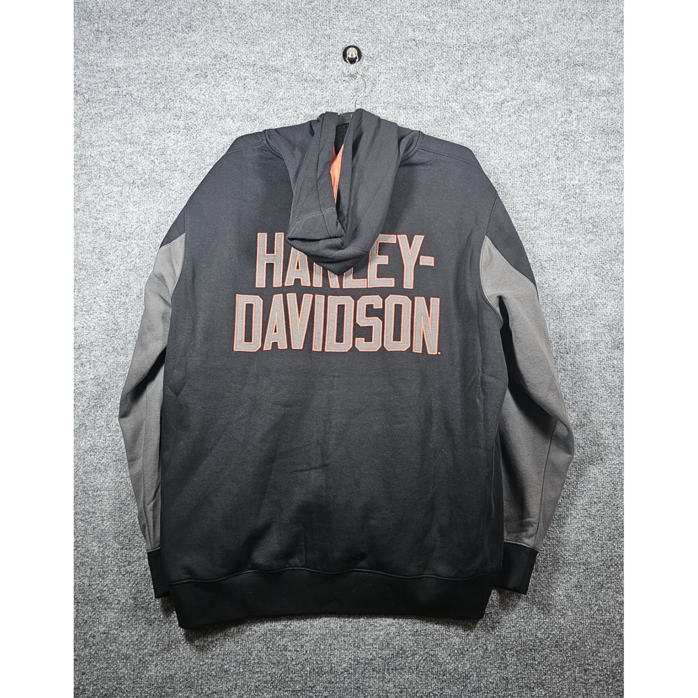 Harley Davidson Embroidered Full Zip Hoodie Sweatshirt Men's Size 3XL Black